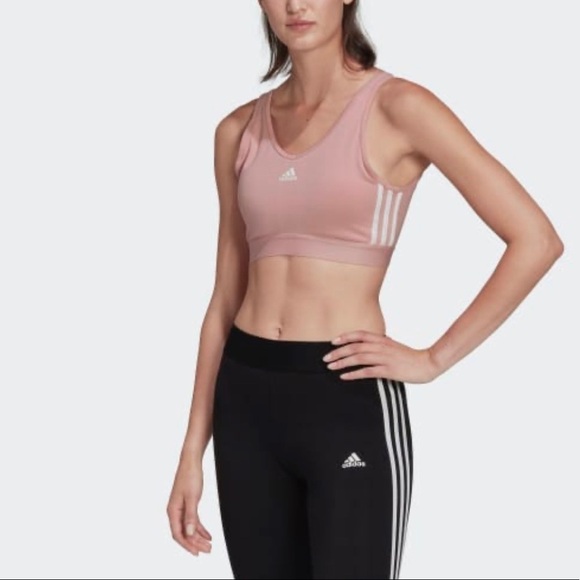 ADIDAS ESSENTIALS 3-STRIPES CROP TOP SZ MED Wonder Mauve / White - Picture 1 of 11